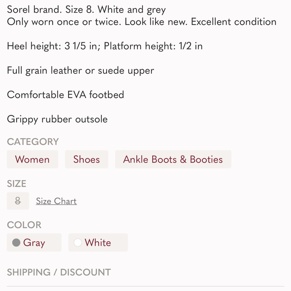 Sorel Nadia ankle booties sz 8 - Picture 6 of 6